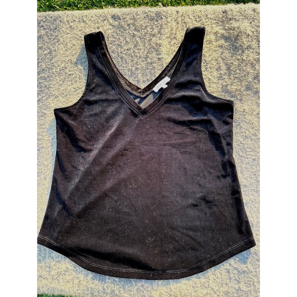 Another Love Womens Tank Top Sz S Black Velvet Sexy Glam Cami Velor Dressy Chic